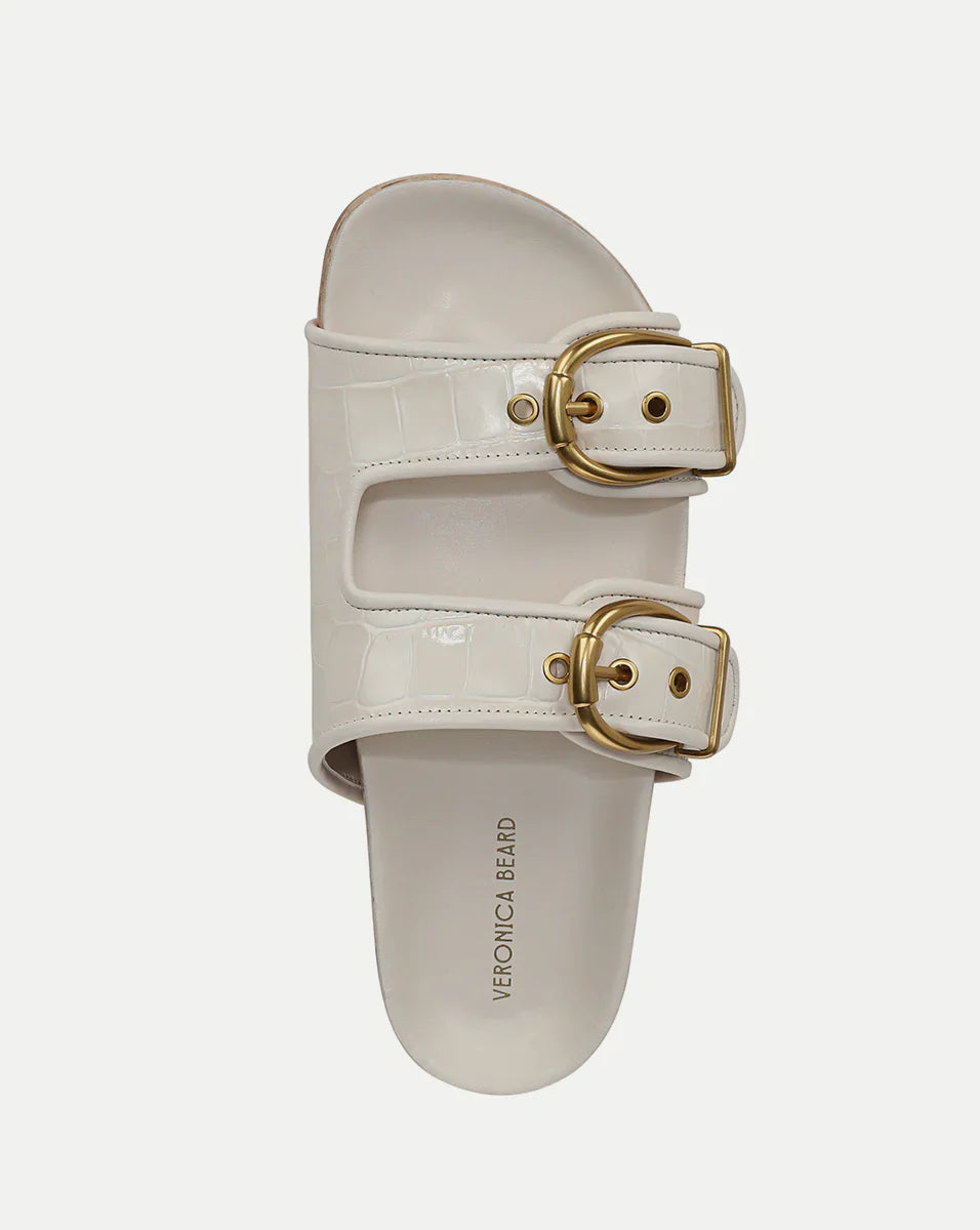 Prue Croc-Embossed Buckle Sandal