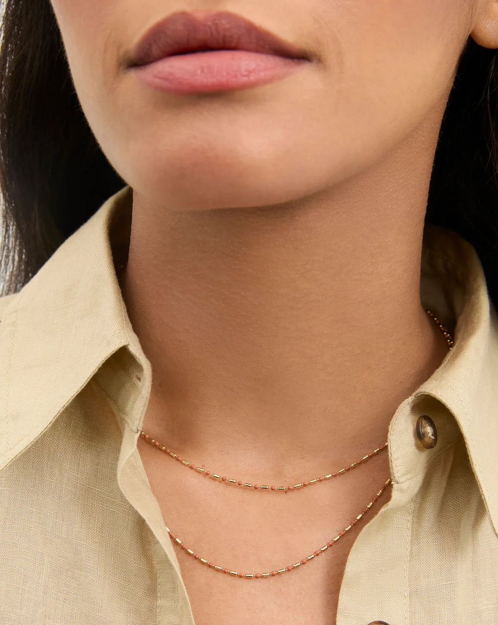 Long Enamel Bead Chain Necklace