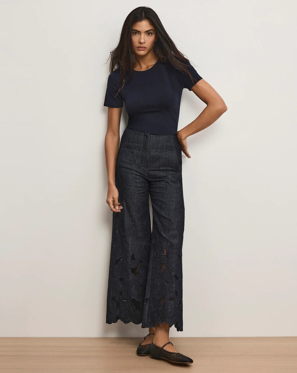 Osborne Wide-Leg Eyelet Pant