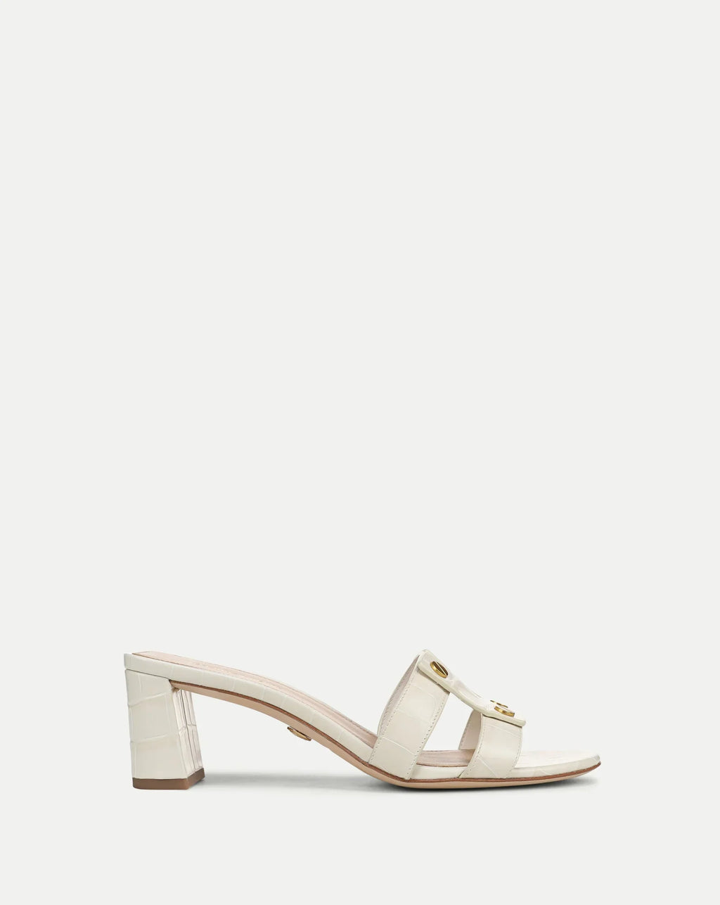 Via Croc-Embossed Mid-Heel Sandal