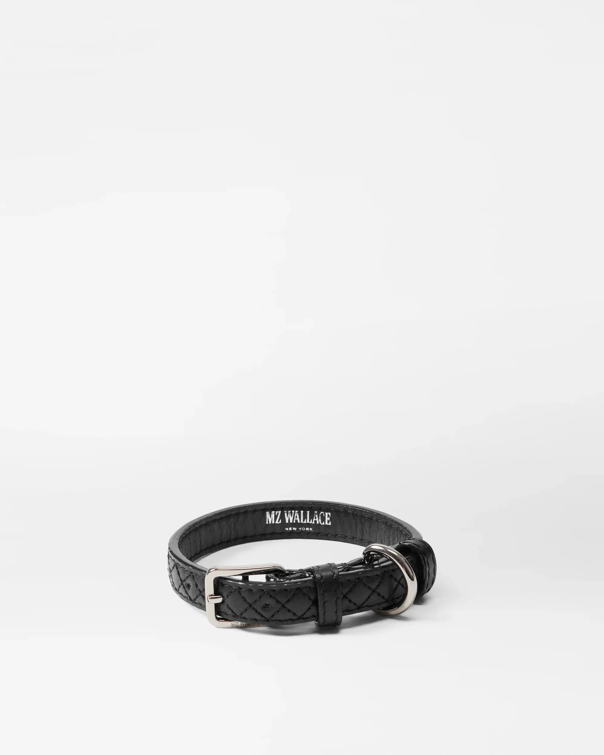 Black Leather Small MZW Dog Collar