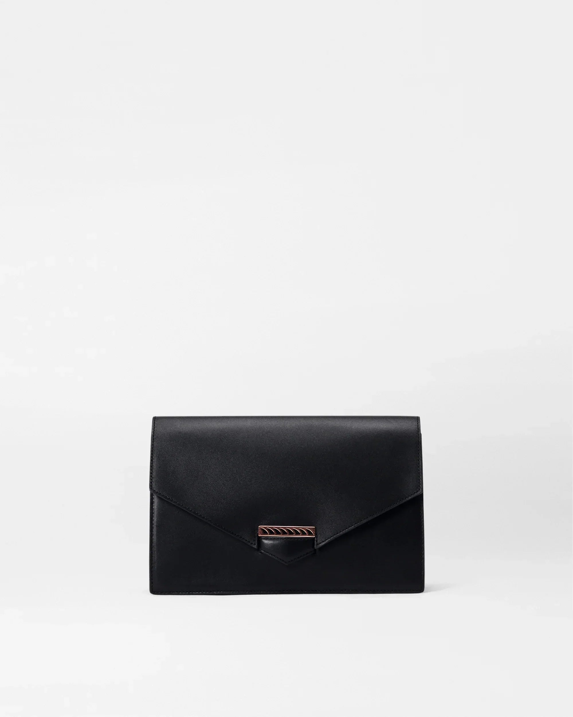 Dezso Black Leather Finn Clutch