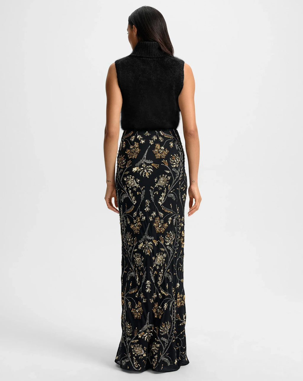 Medina Floral-Embellished Maxi Skirt