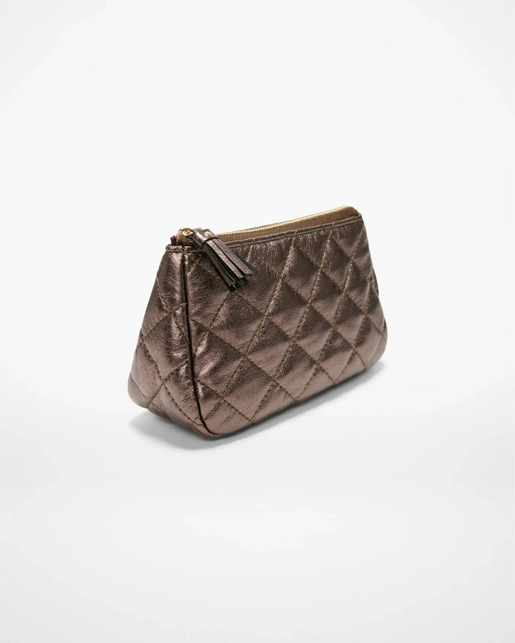 Espresso Metallic Leather Small Luna Cosmetic