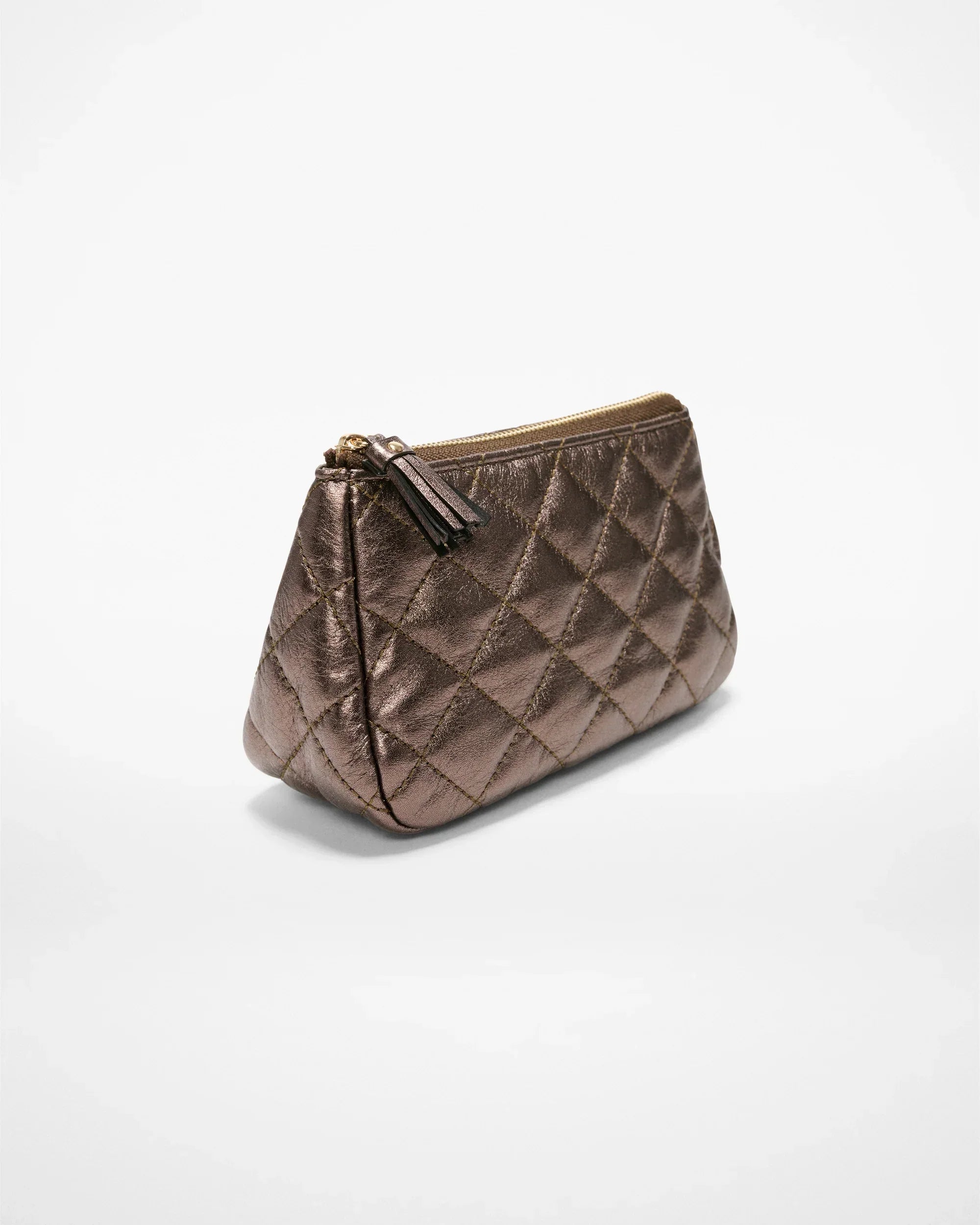 Espresso Metallic Leather Small Luna Cosmetic