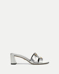 Via Silver Mid-Heel Sandal