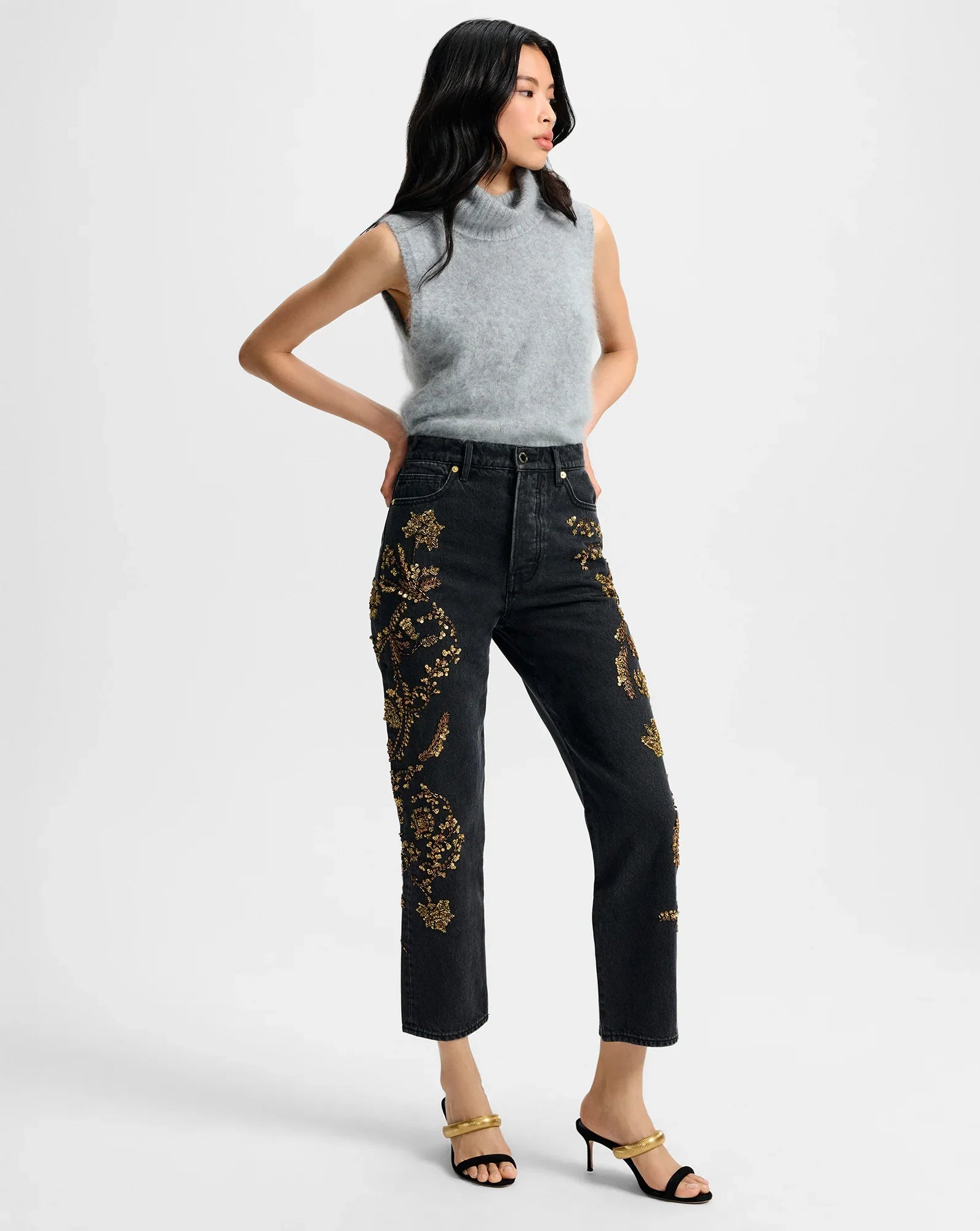 Daniela Embellished Straight-Leg Jean