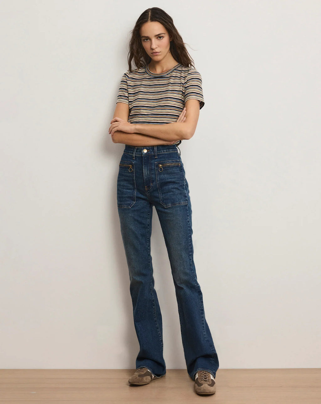Beverly Patch-Pocket Skinny-Flare Jean