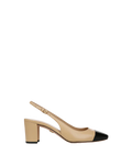 Cecile Leather Cap-Toe Slingback Pump