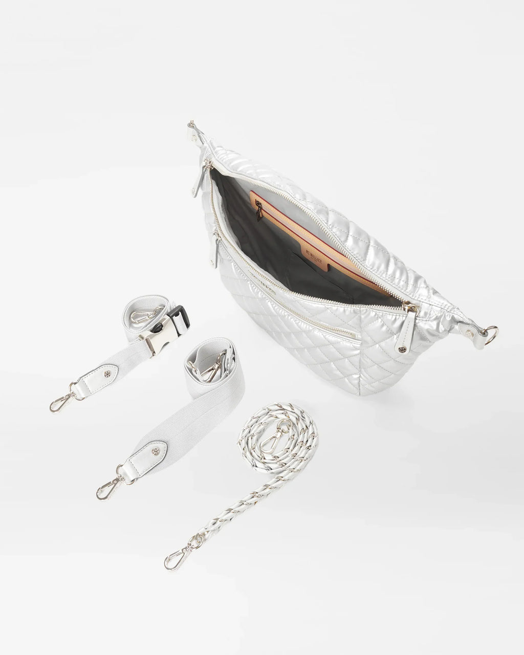 Matte Silver Crosby Crossbody Sling Bag