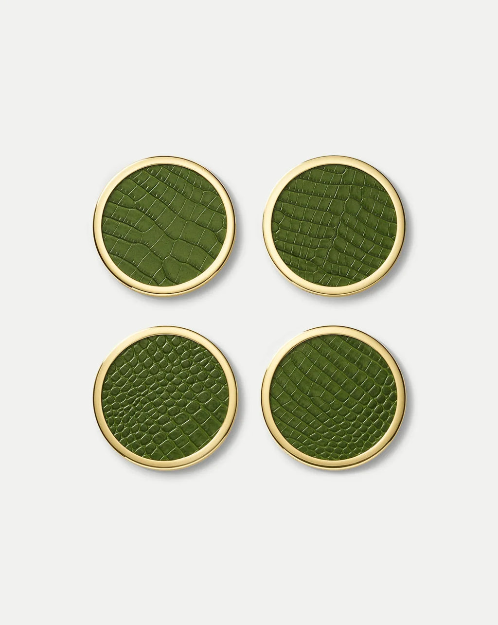 Croc-Embossed Leather Coaster Set