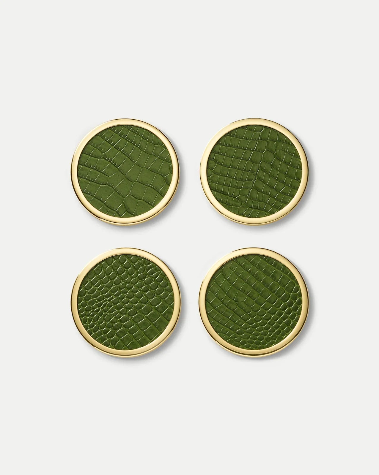Croc-Embossed Leather Coaster Set