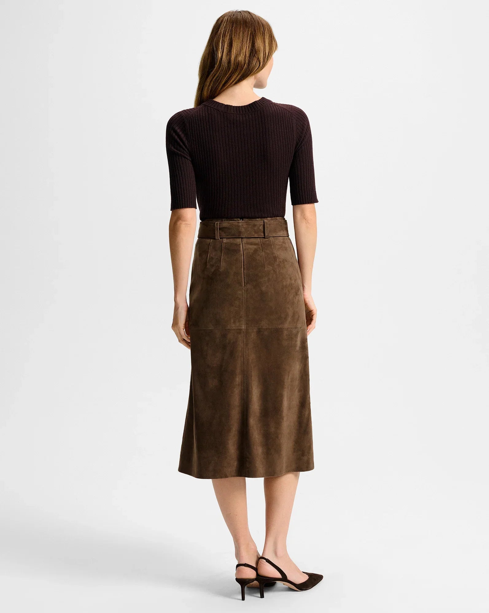 Alexie Suede Midi Skirt