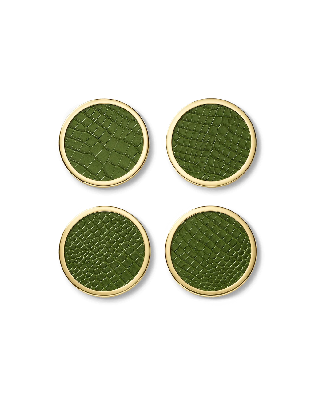 Croc-Embossed Leather Coaster Set