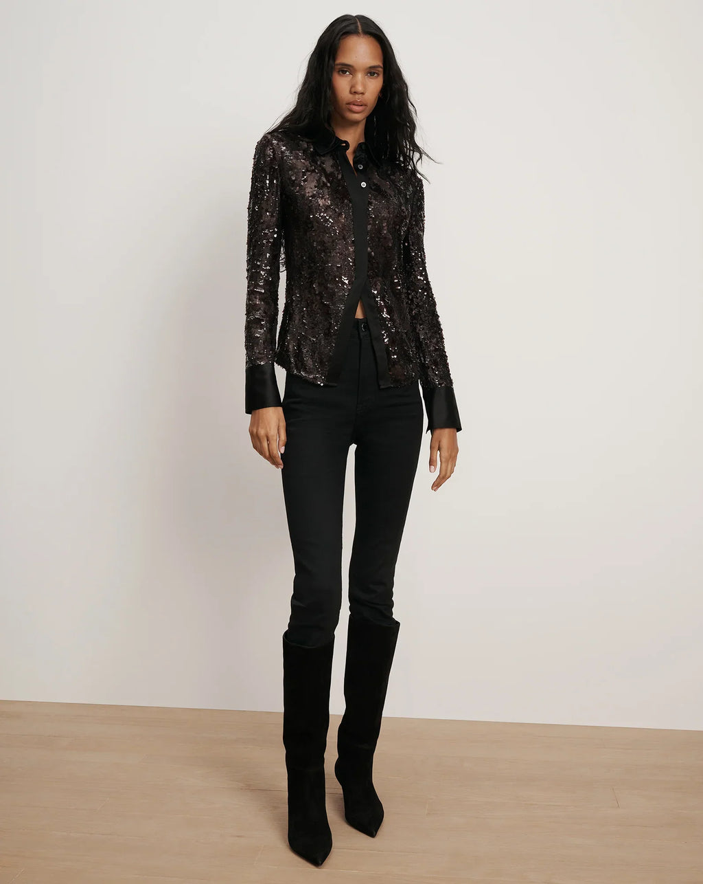 Matty Sequin Button-Down Shirt