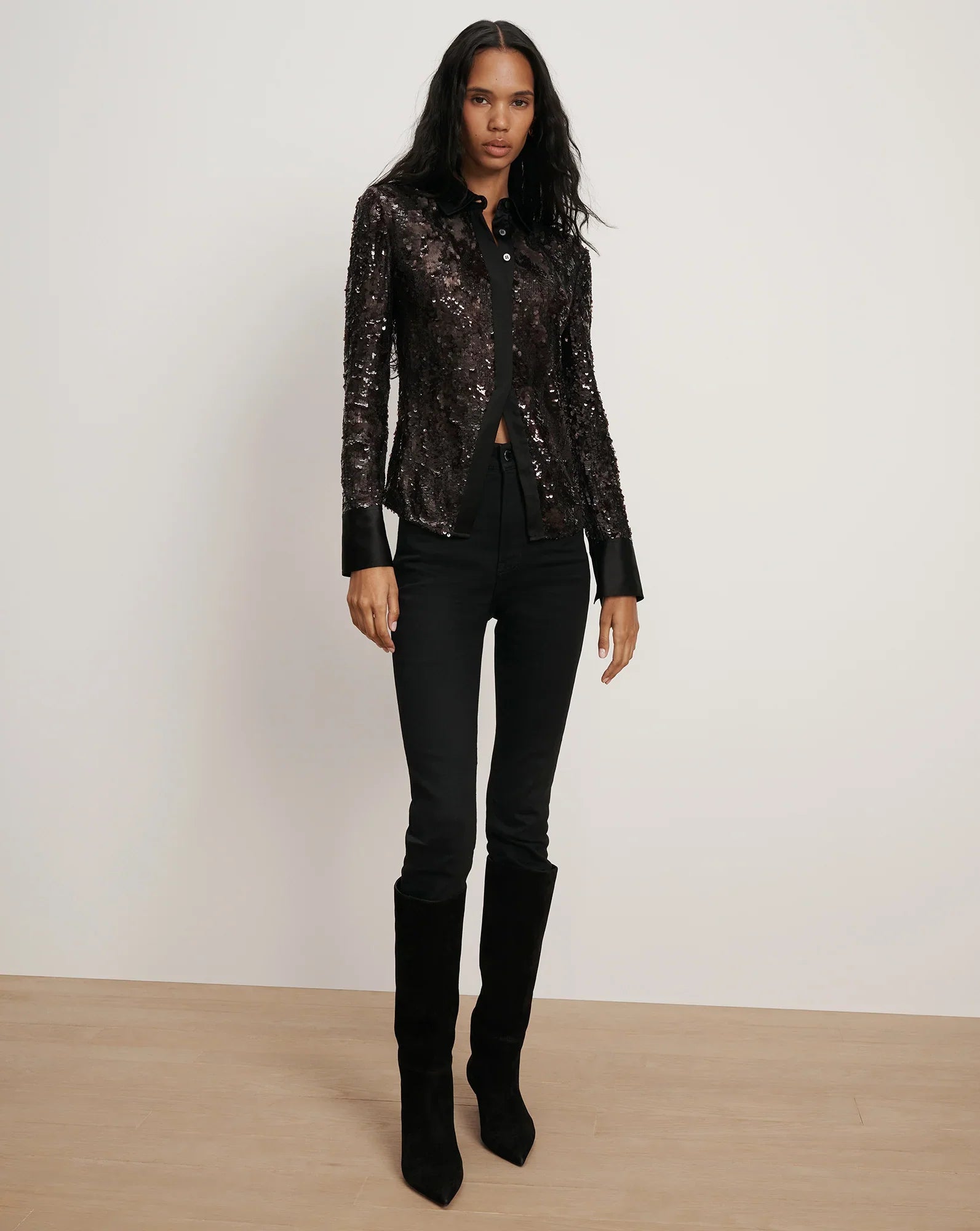 Matty Sequin Button-Down Shirt