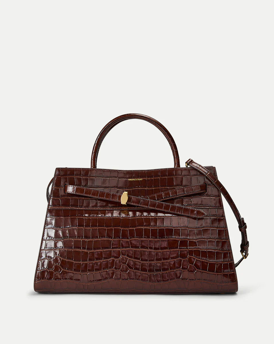 Large Veronica Beard Croc-Embossed Dash Bag