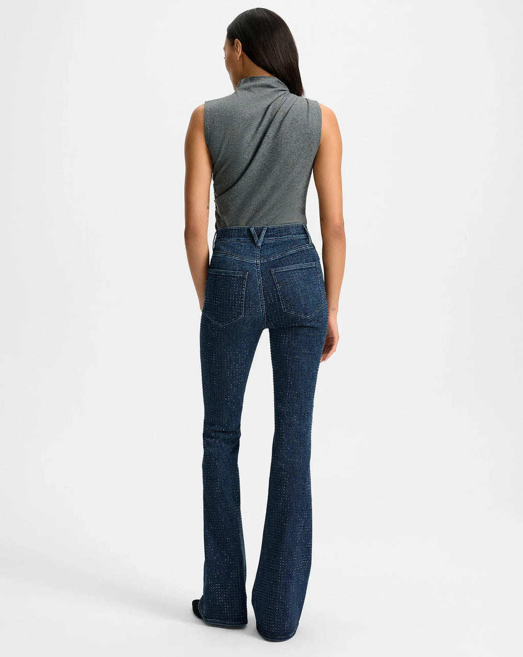 Beverly Rhinestone Skinny-Flare Jean
