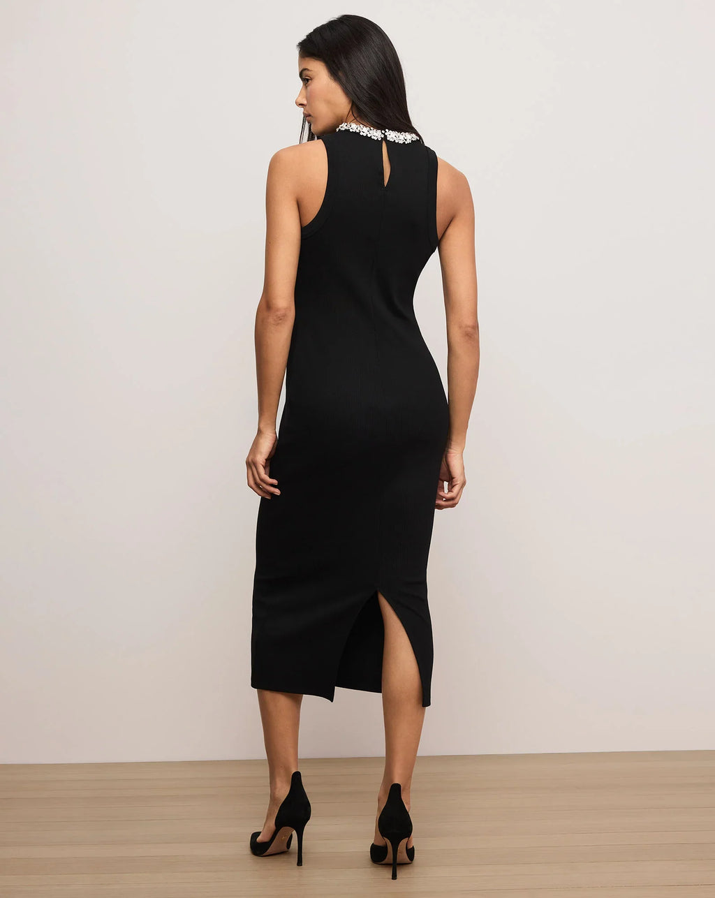 Jordyn Embellished-Collar Midi Dress