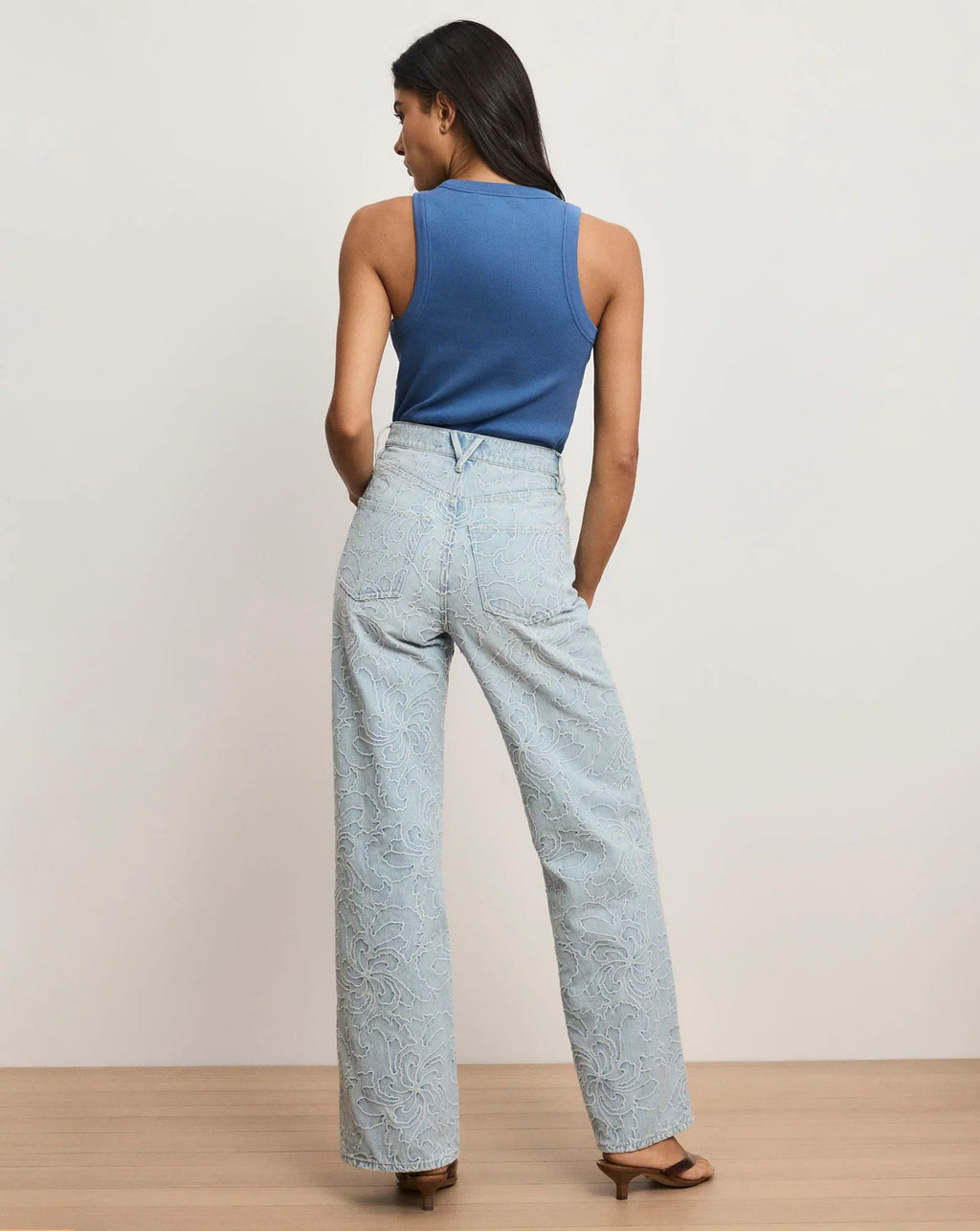 Taylor Embroidered Wide-Leg Jean