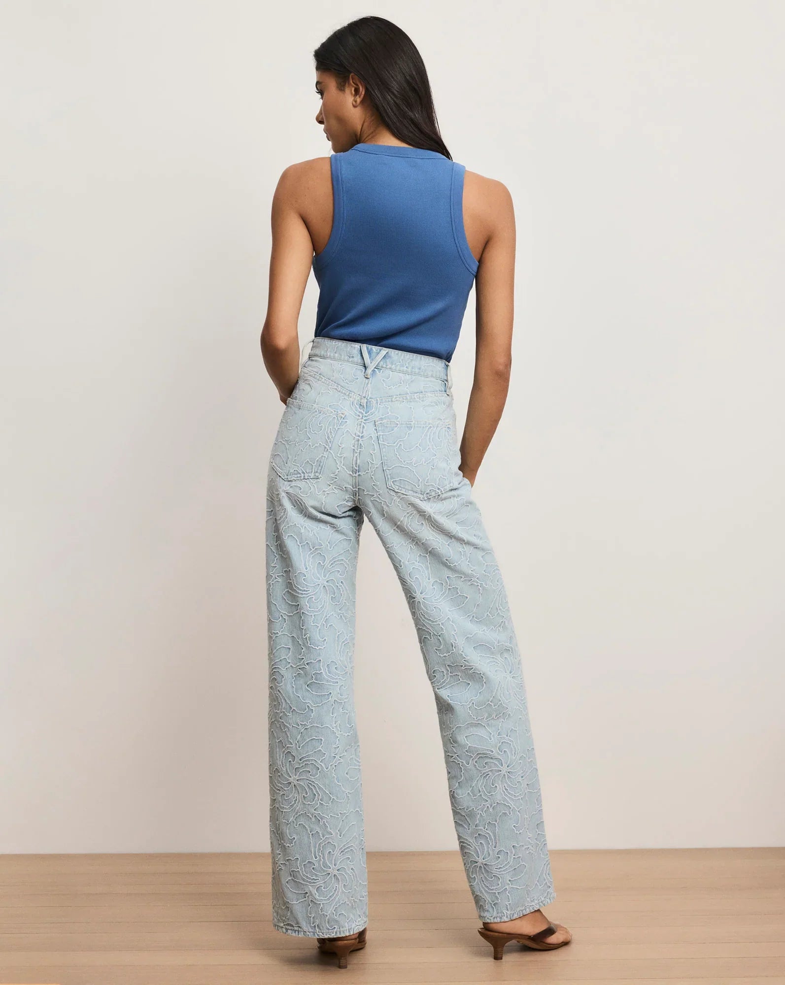 Taylor Embroidered Wide-Leg Jean