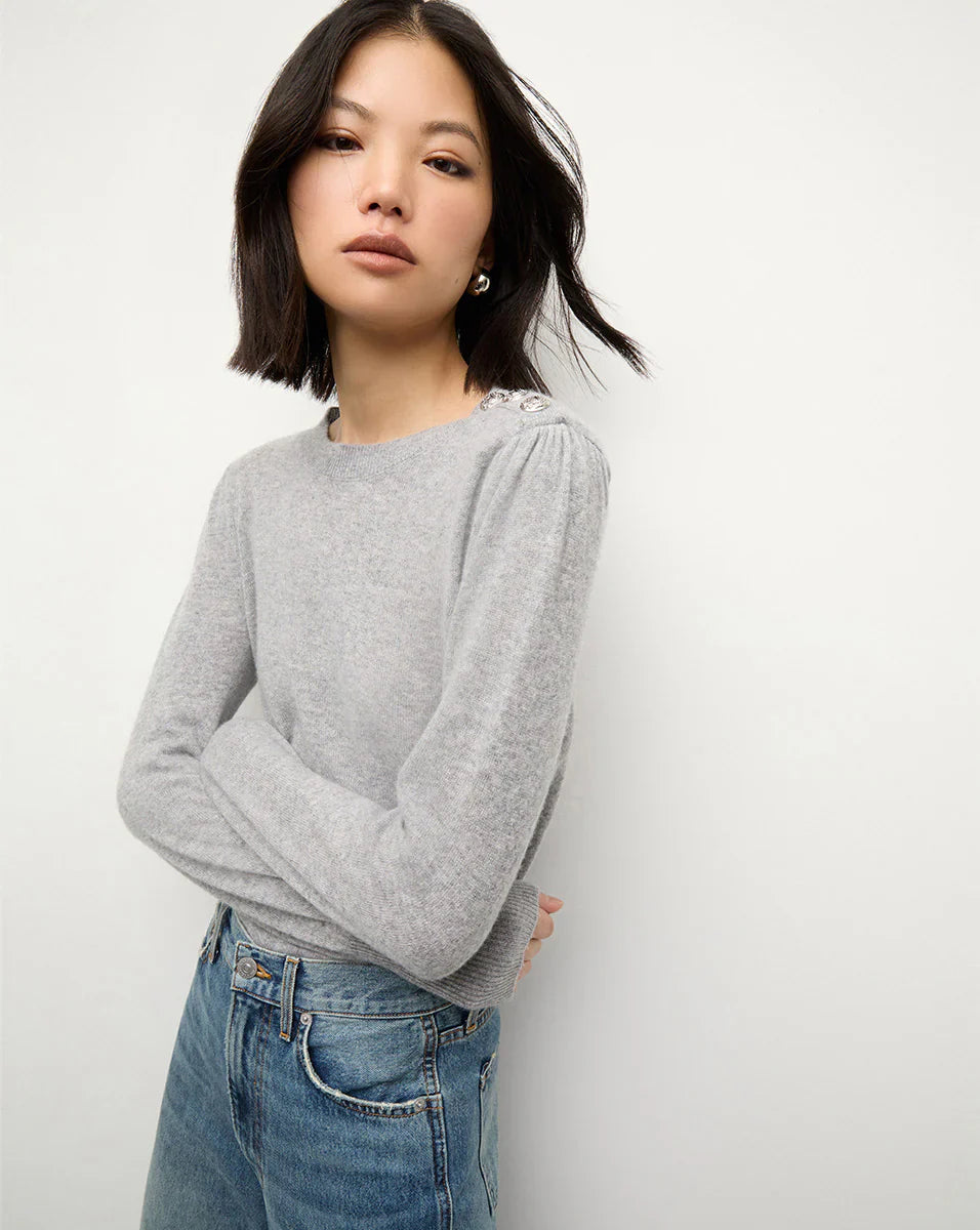 Nelia Cashmere Pullover | Button Accent