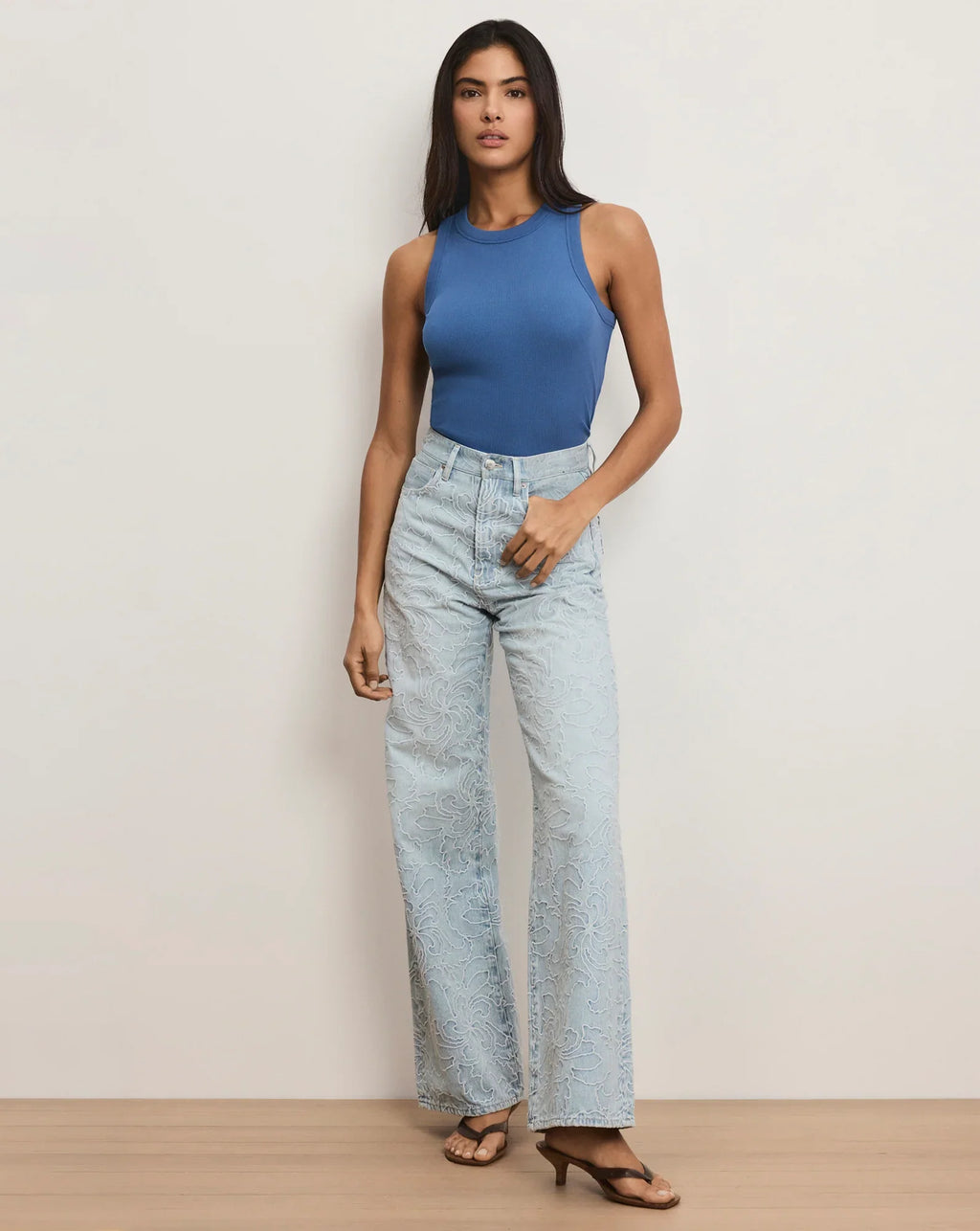 Taylor Embroidered Wide-Leg Jean