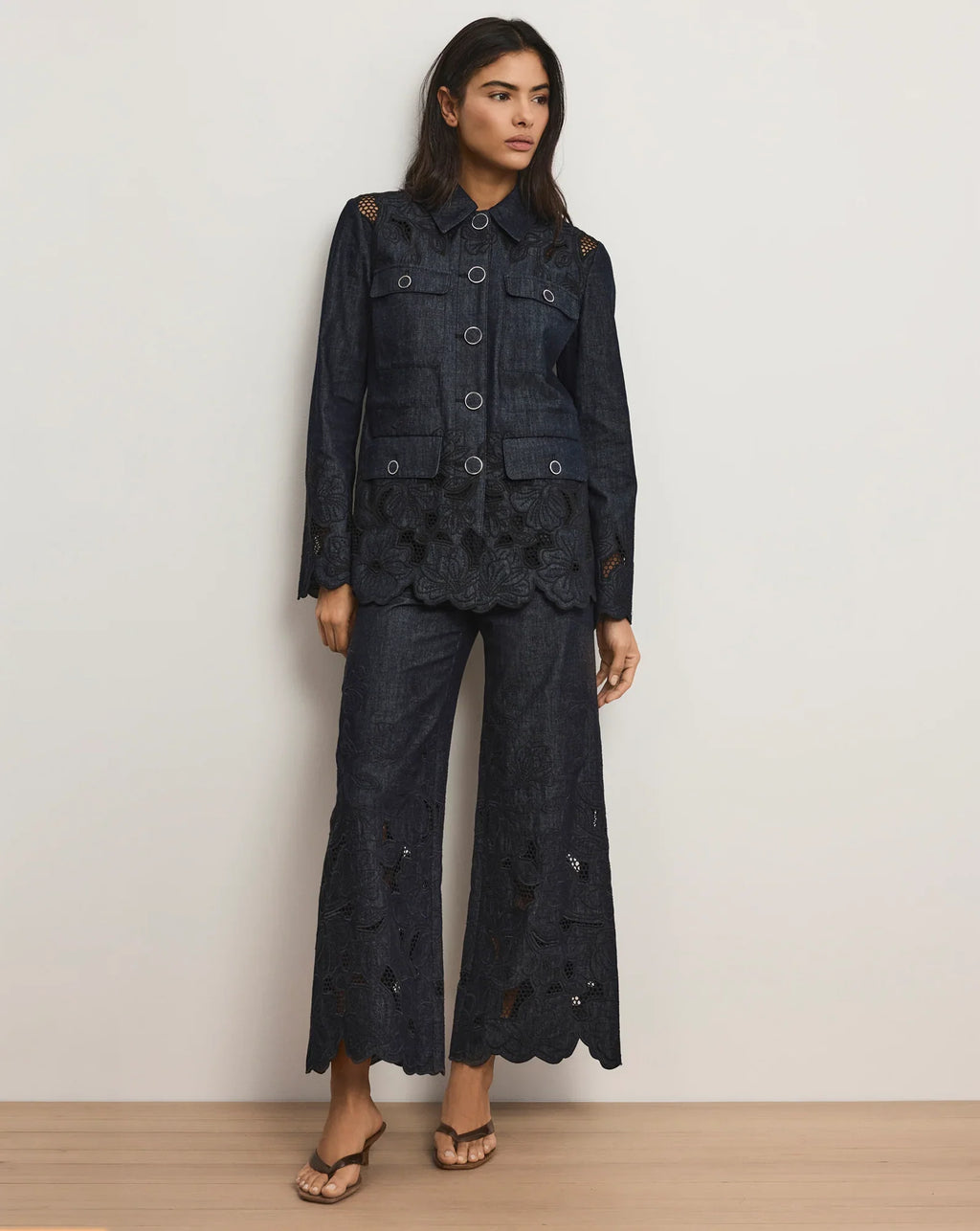 Osborne Wide-Leg Eyelet Pant