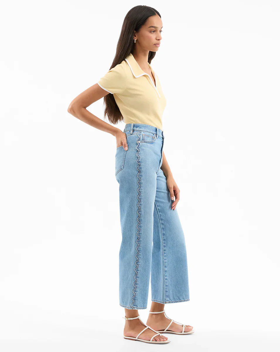 Taylor Scalloped Wide-Leg Jean