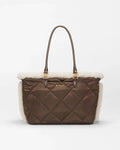 Shearling / Walnut Medium Madison E-W Tote