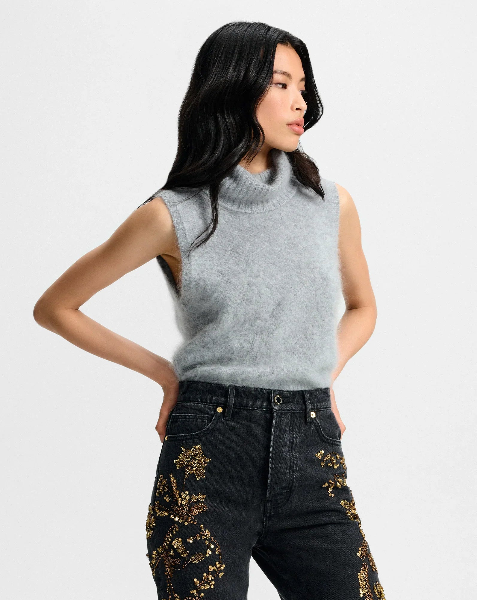 Mazzy Brushed Cashmere Sleeveless Sweater
