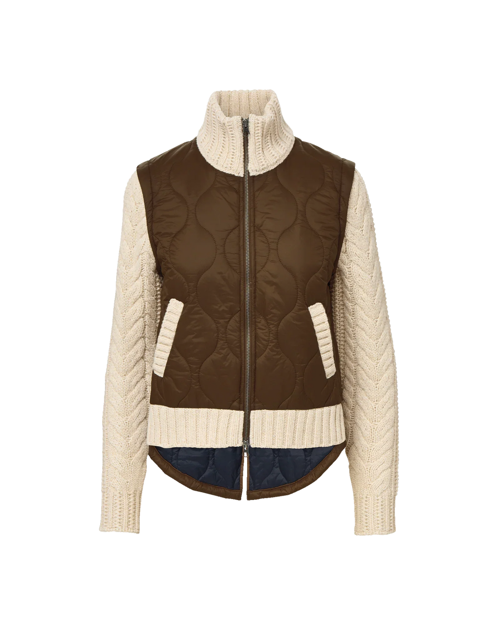 Patra Knit-Sleeve Quilted Jacket
