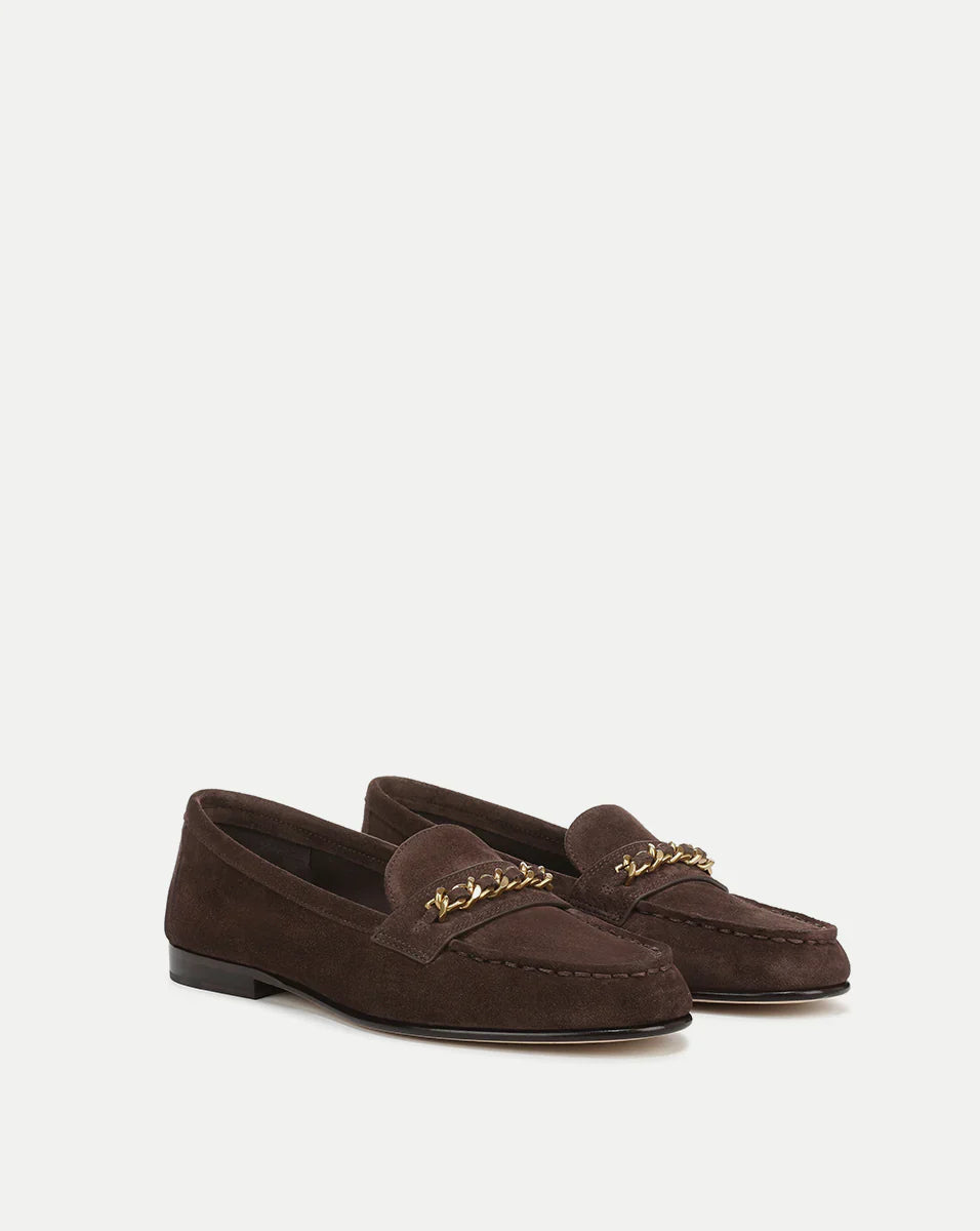 Penny Suede Chain-Link Loafer