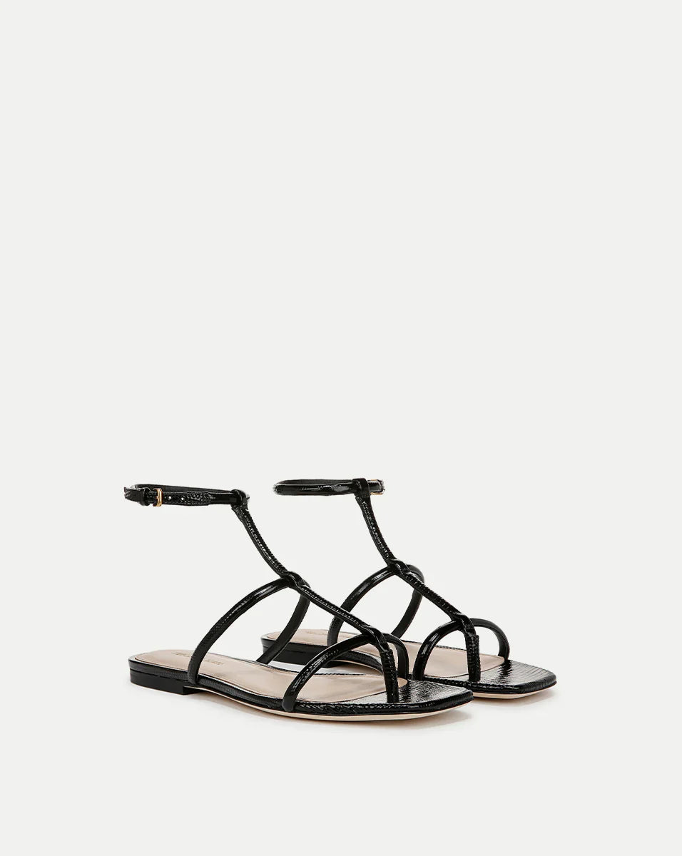 Marbella Lizard-Embossed Sandal