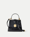 Croc-Embossed Crest Lock Bag