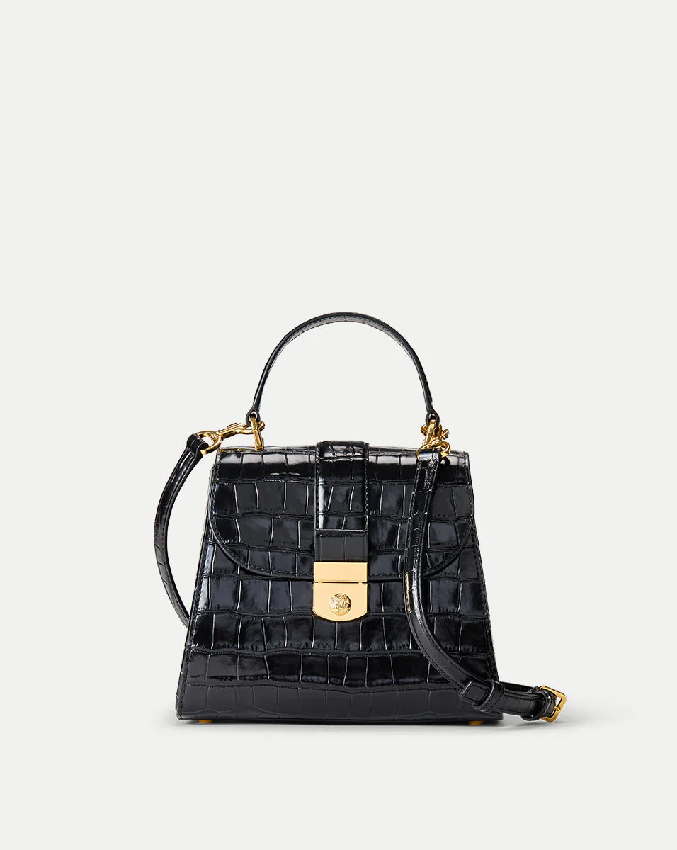 Croc-Embossed Crest Lock Bag