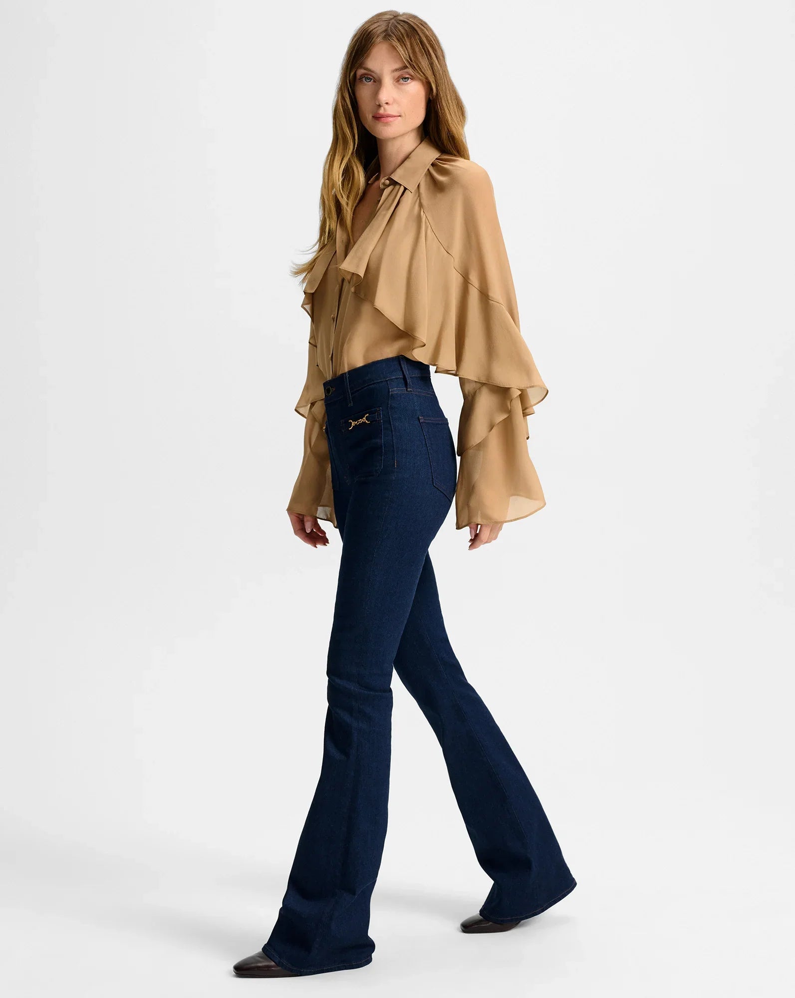 Beverly Chain-Pocket Skinny-Flare Jean