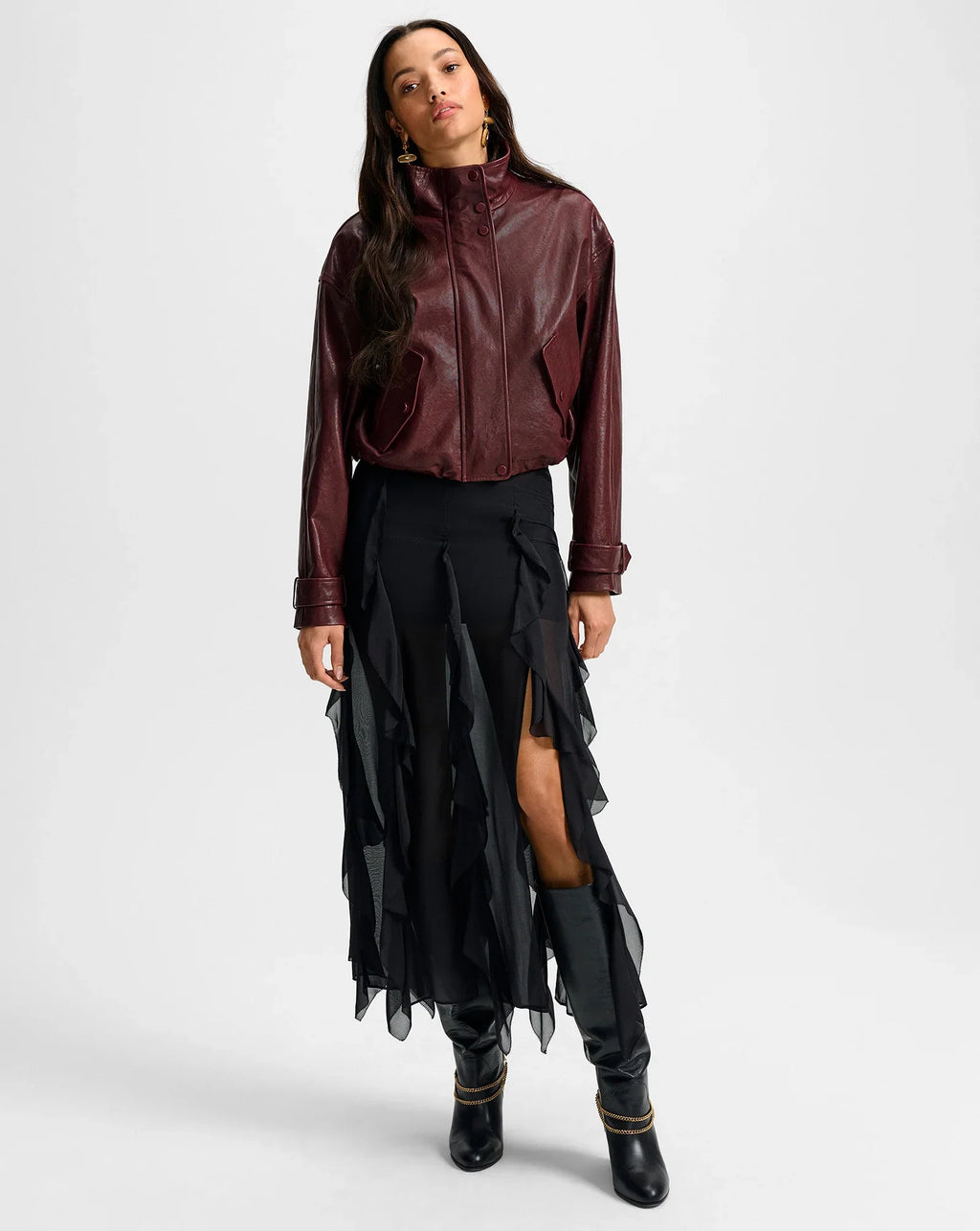 Bateman Cropped Leather Jacket