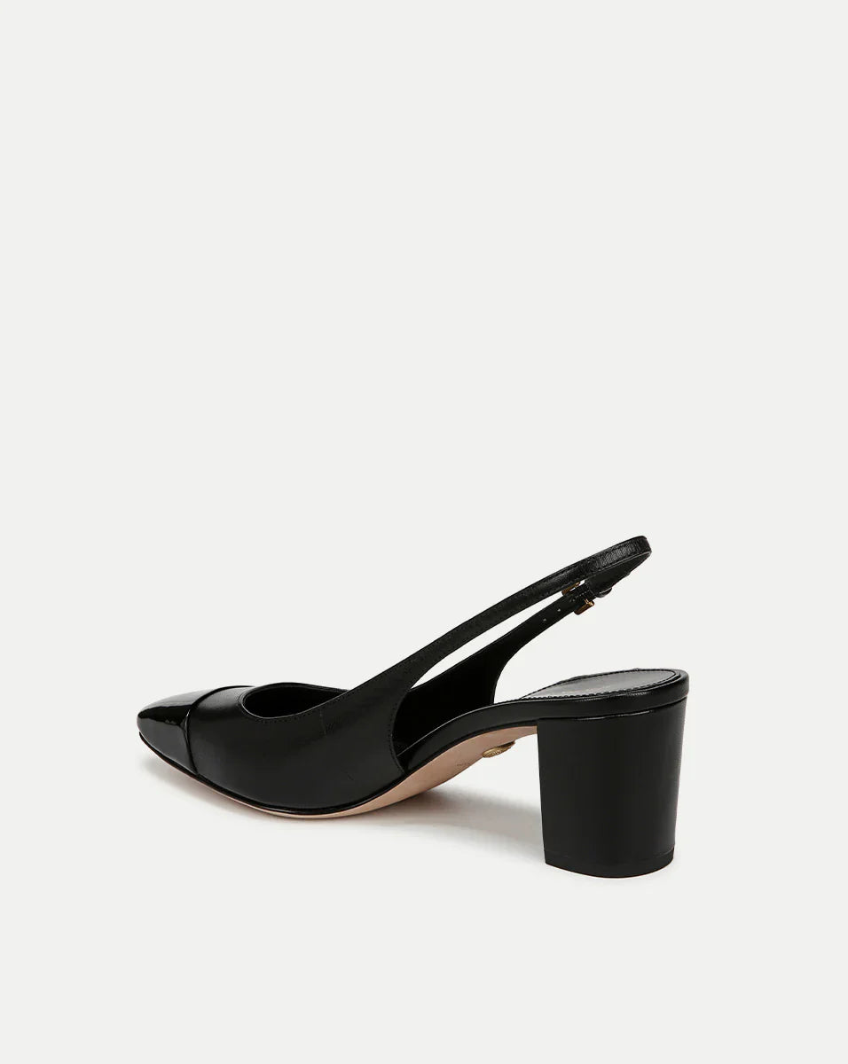 Cecile Leather Cap-Toe Slingback Pump