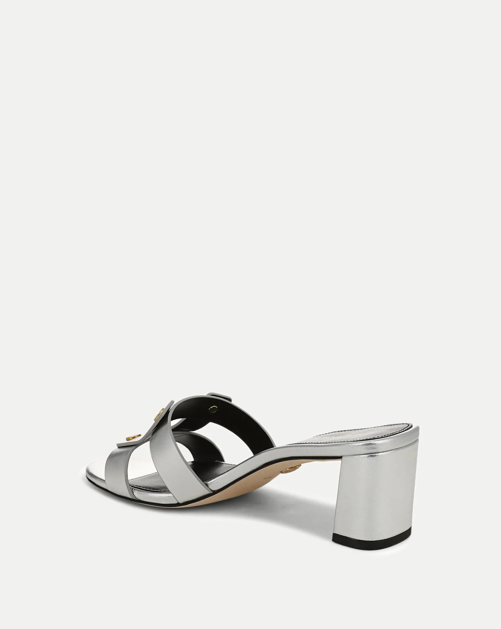Via Silver Mid-Heel Sandal