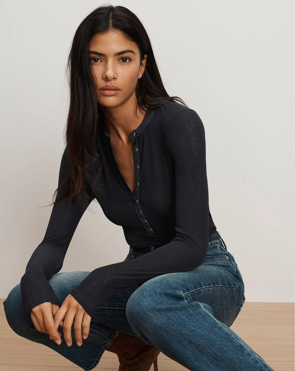 Drexler Ribbed Henley Top