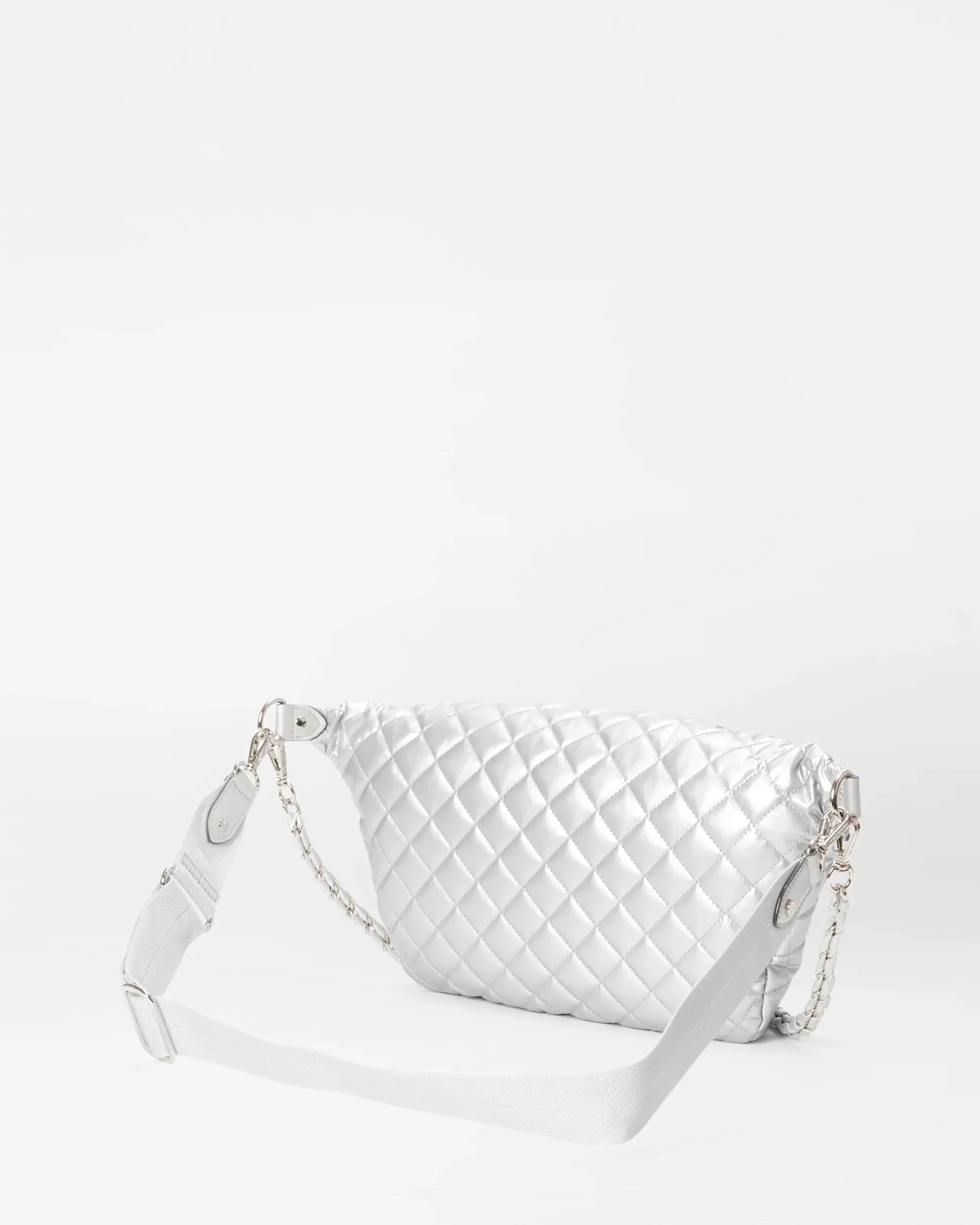 Matte Silver Crosby Crossbody Sling Bag