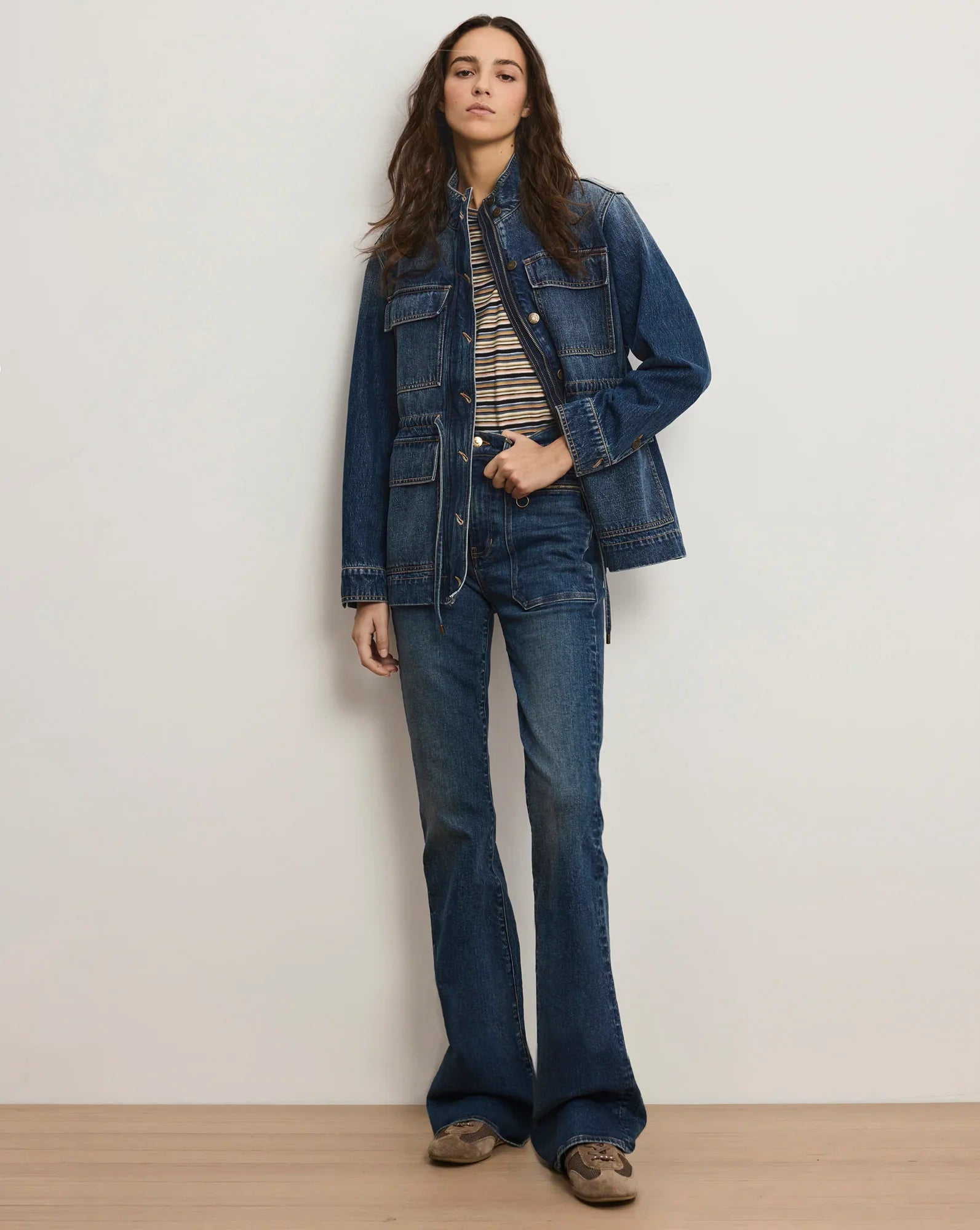 Beverly Patch-Pocket Skinny-Flare Jean
