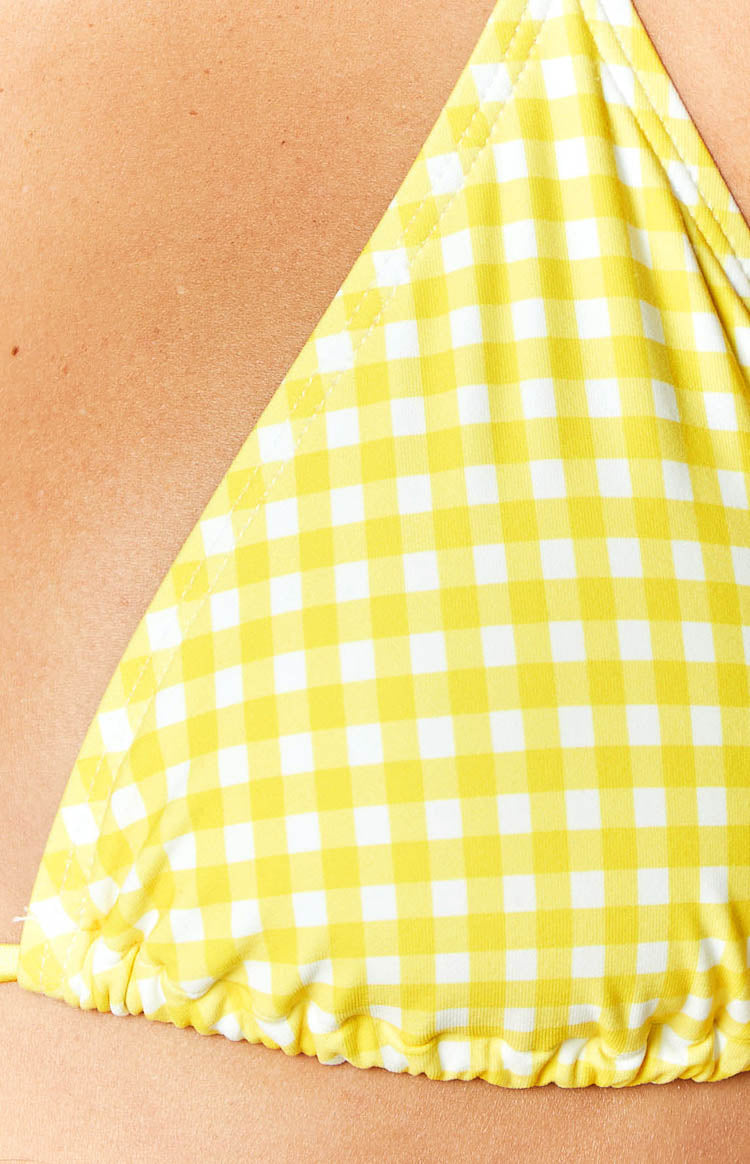 9.0 Swim Yellow Gingham Oceania Triangle Bikini Top