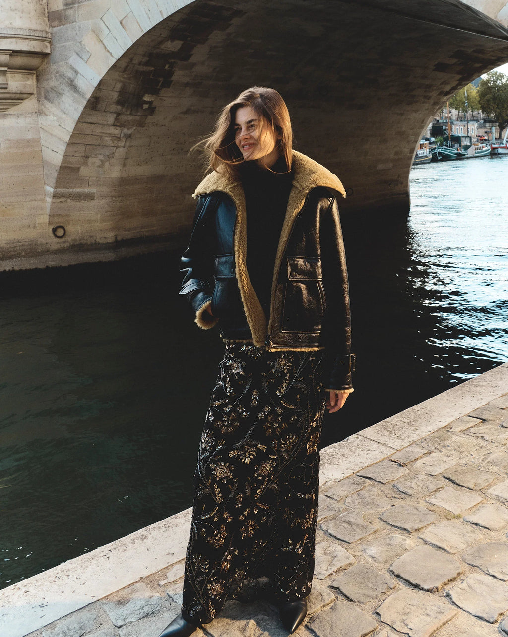 Medina Floral-Embellished Maxi Skirt