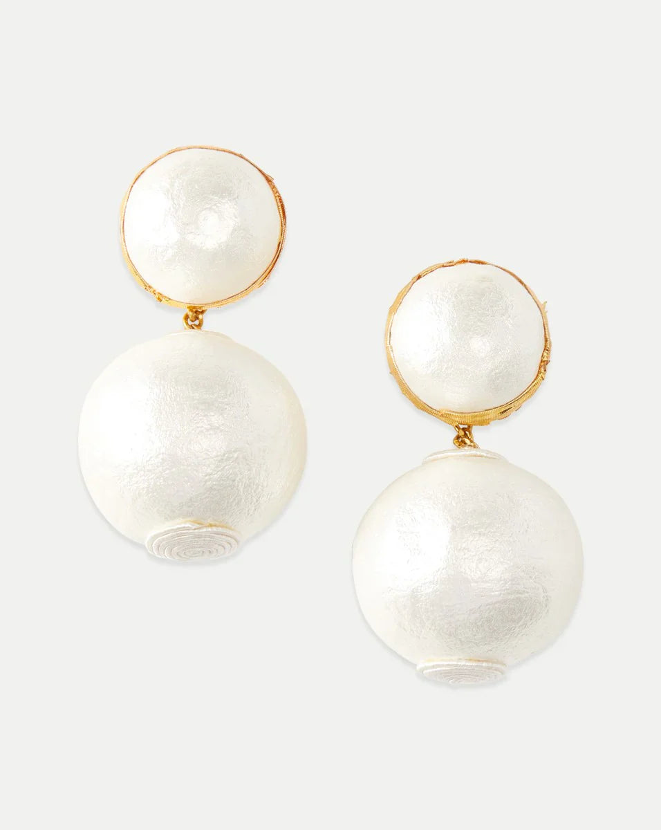 Pearl 2 Drop Earrings | Clip Backing