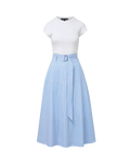 Belmar Mixed-Media Midi Dress