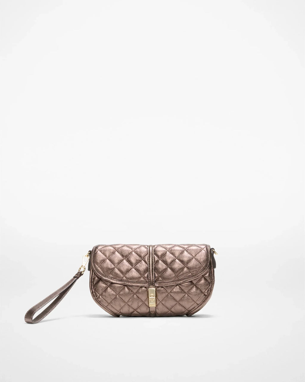 Espresso Metallic Leather Small Astor Convertible Clutch