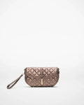 Espresso Metallic Leather Small Astor Convertible Clutch