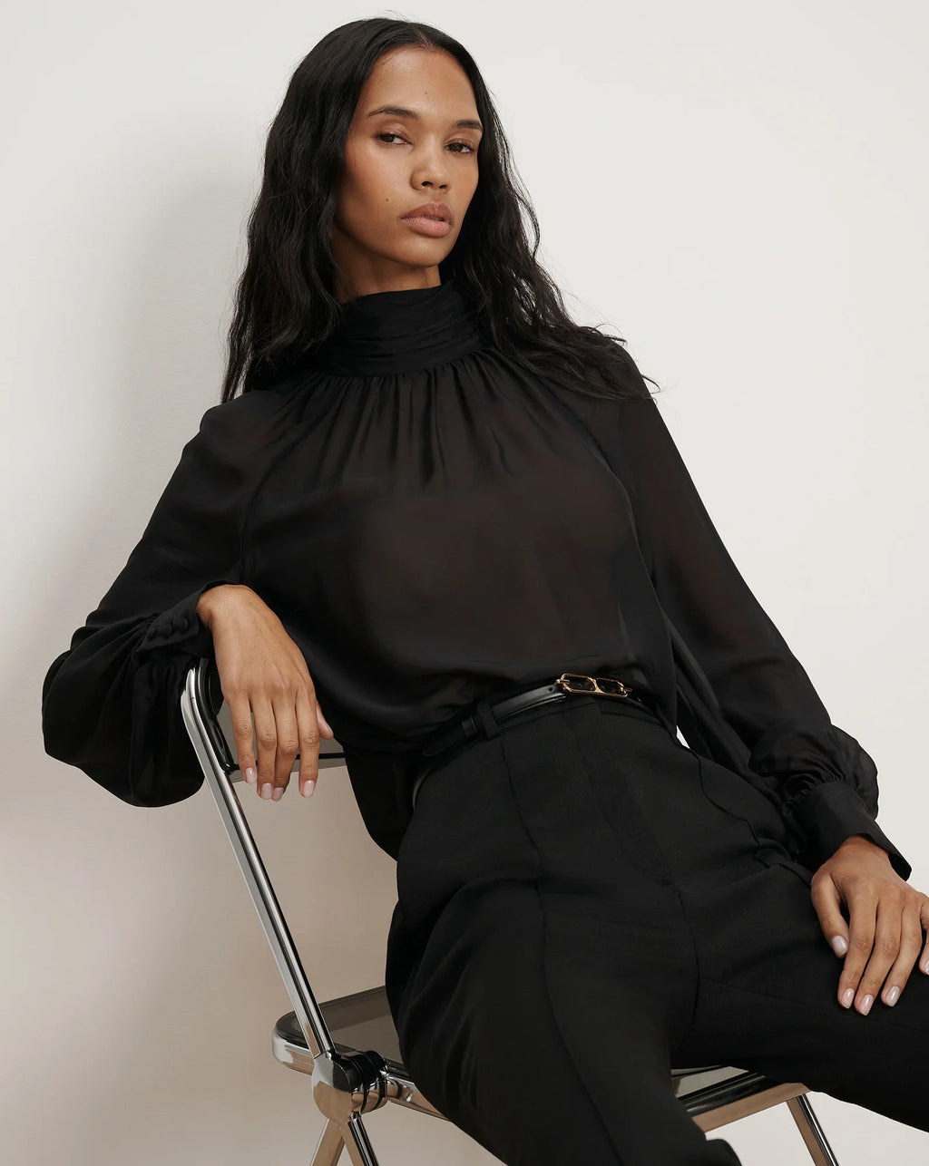 Alyssa Silk Turtleneck Blouse
